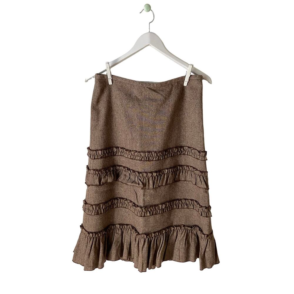 Loft Ruffled Wool Blend Midi Skirt Size 6